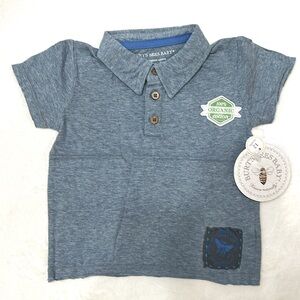 NWT Burt’s Bees 100% Organic cotton grey collard short sleeve shirt.